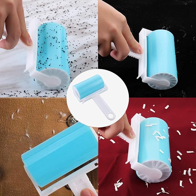 Reusable Travel Lint Roller 3 Pack, Washable Lint Roller Compact Pet Hair Remover Cleaner with Cover for Clothes, Pet Hairs, Include Large, Medium, Small Size