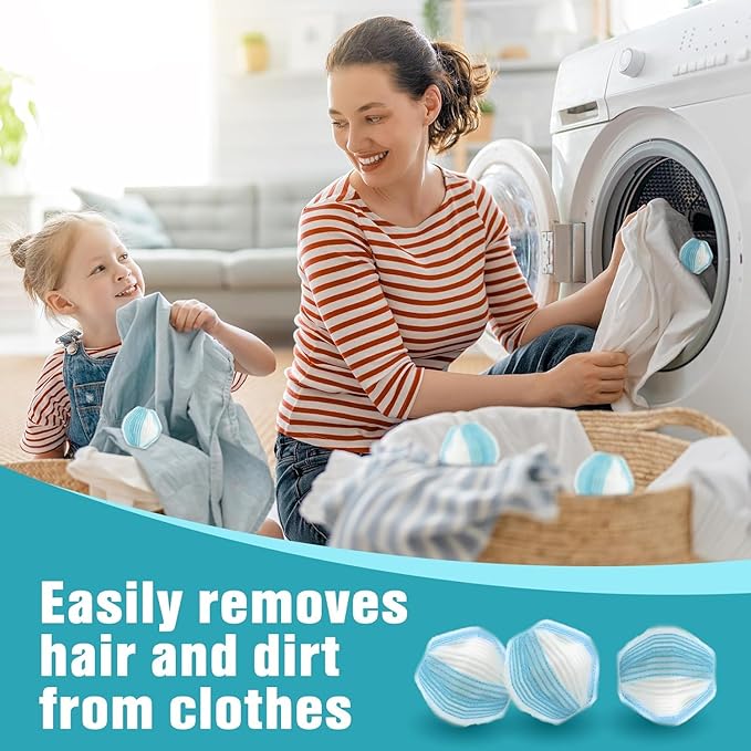 Pet Hair Remover for Laundry,Reusable Dog & Cat Hair Remover for Laundry Effectively Laundry Pet Hair Catcher for Clothes and Bedding,Suitable for lint Catcher for Washing Machine (12, Azure)