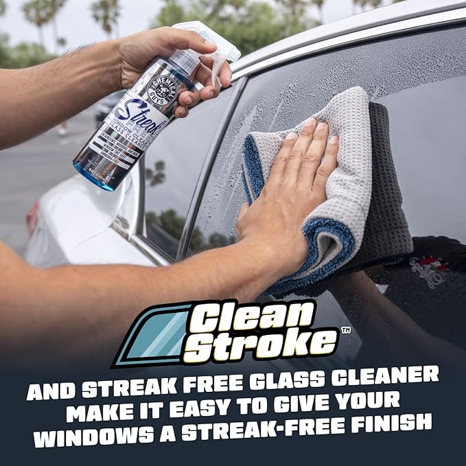 Chemical Guys Clean Stroke Dual-Sided Microfiber Glass Towels - 16 x 16 Premium Streak-Free Cloths for Cars, Trucks, SUVs - Scratch-Free, Lint-Free Detailing Towels for Clear Glass & Mirrors (2 Pack)