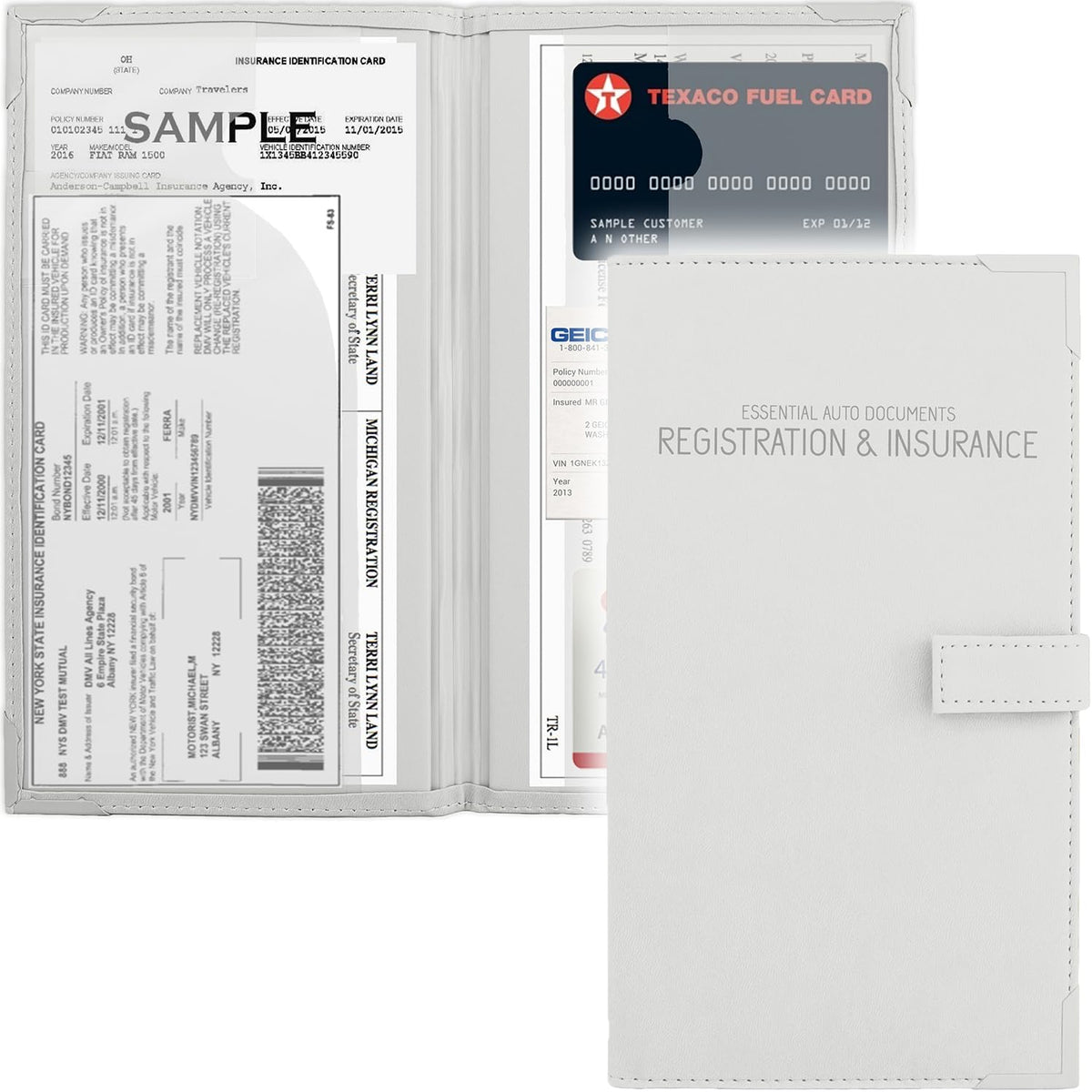 Registration and Insurance Card Holder - Car Organizer - White