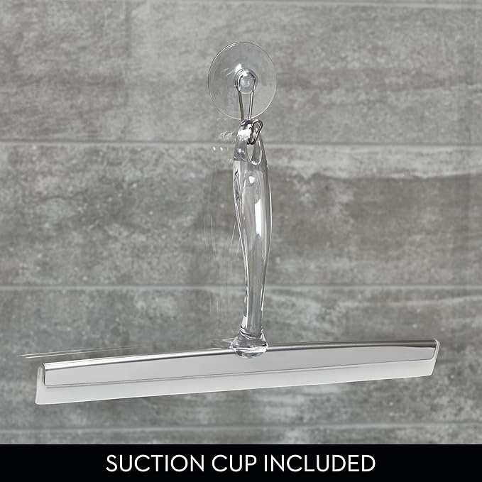iDesign Bathroom Shower Squeegee with Wall Hook - Set of 2 - Clear/Stainless Steel