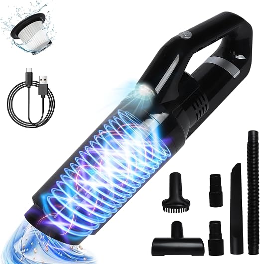 Handheld Car Vacuum Cleaner,Portable Vacuum Cleaner with 15000PA Suction,High Power Wet and Dry Mini Rechargeable Car Va