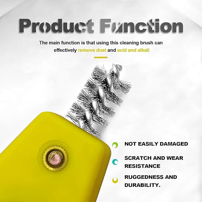 ZOKYUYS® 4 in 1 Car Battery Cleaning Brush, Anti-Corrosion Battery Terminals, Copper Pipes Cleaner Brush Tool, Universal for Automotive and Marine for Plumbing Installation Soldering Brazing (Yellow)