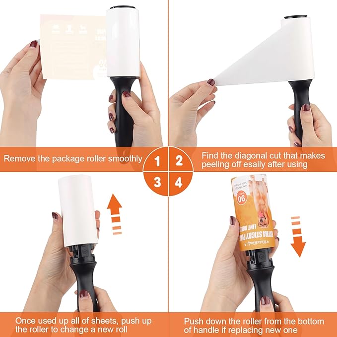 Lint Roller for Pet Hair – Extra Sticky Pet Hair Remover for Clothes, Furniture & Upholstery & Car Seats, Easy-Tear Sheets, Value Pack for Dog & Cat Fur 2 Pack