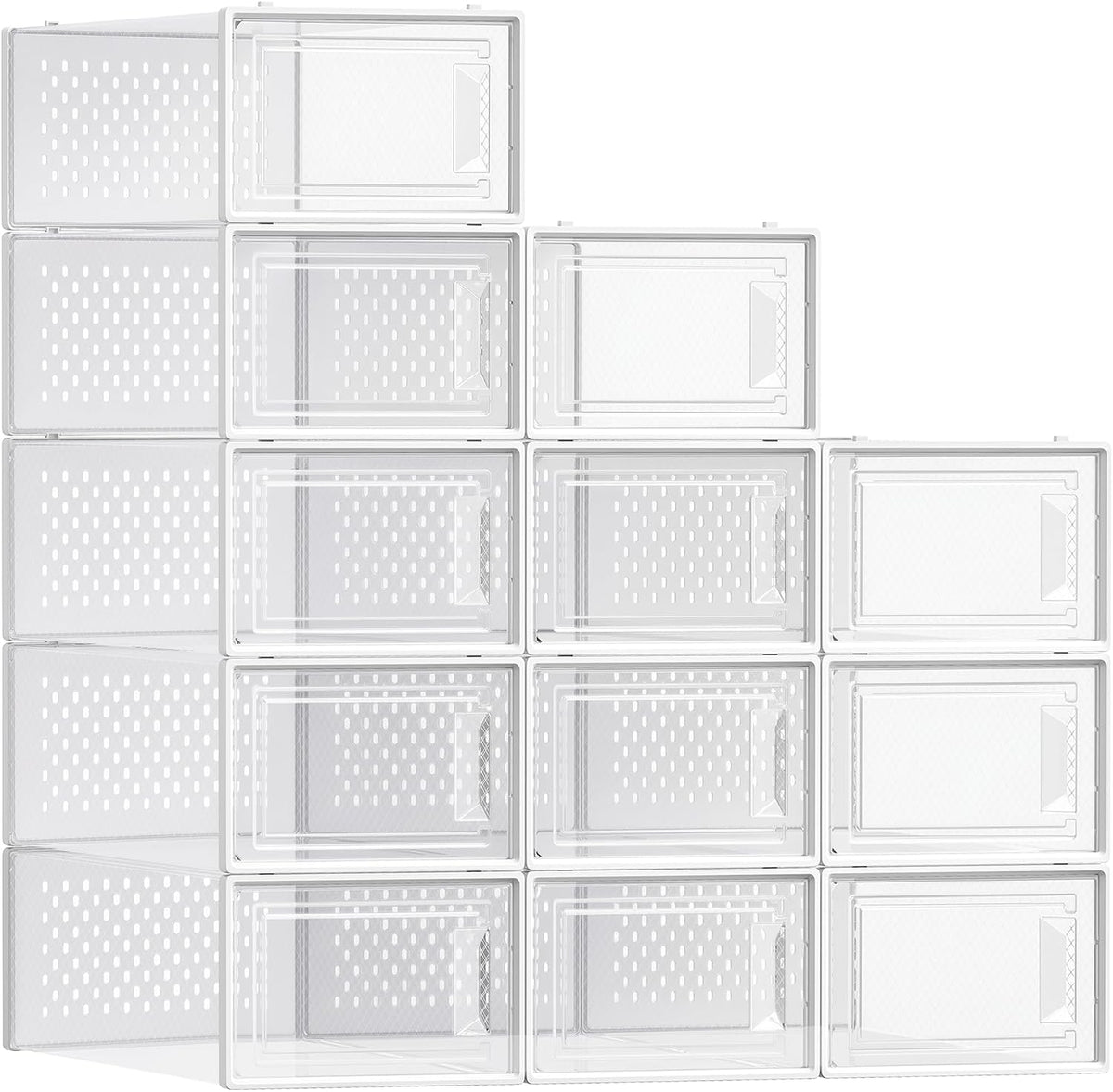 Shoe Boxes, Clear Plastic Sneaker Box, Pack of 12