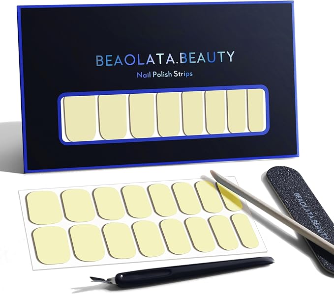 Nail Polish Strips, 32PCS Salon Quality Wraps, Long Lasting Gel Nail Stickers for Women Easy Apply& Remove (Grey Foggy on Afternoon)
