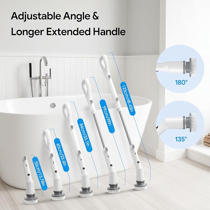Sorpci Electric Spin Scrubber, 2026 New Cordless Cleaning Brush, Shower Cleaning Brush with 7 Replaceable Brush Heads, Power Scrubber 3 Adjustable Speeds, Detachable Long Handle & IPX7 Waterproof