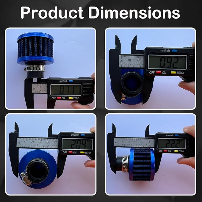 18mm Cold Air Intake Filter, Automotive Cold Air Breather Filter with Adjustable Clamp, Car Valve CoverTurbo Vent Cleaner Accessory, Fits for Car Motorcycle (Blue)
