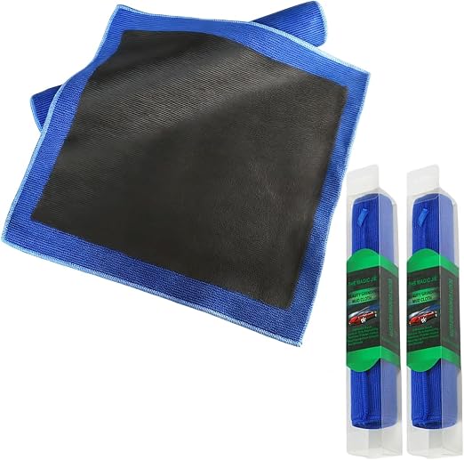 Clay Towel Auto Detailing 2 Pack, Fine Grade Clay Bar Towel for Cars, Removes Overspray & Contaminants from Car Paint, G