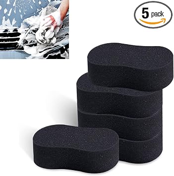 UGSHY 5 PCS Car Wash Sponge for Cleaning, 8.6In x 4.3In x 1.7In Vehicle Compressed Scrubber Kit, Universal Automotive Ea