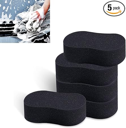 UGSHY 5 PCS Car Wash Sponge for Cleaning, 8.6In x 4.3In x 1.7In Vehicle Compressed Scrubber Kit, Universal Automotive Ea