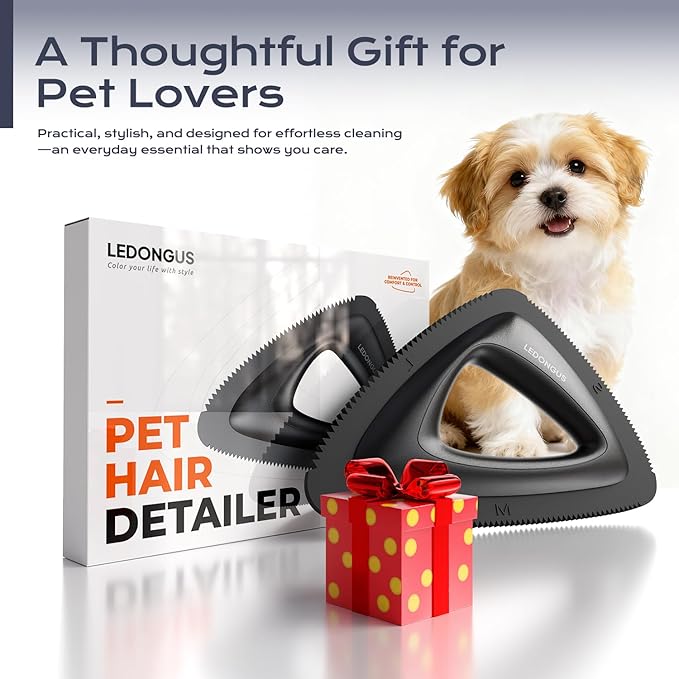Pet Hair Remover for Car and Home - Multi-Surface Fur Removal Tool for Car Interiors, Furniture, Couch, Carpet, and Bedding | Portable and Effective Cat & Dog Hair Remover(Obsidian Black)
