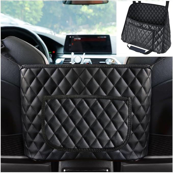 Bark Lover Car Handbag Holder, Seat Back Organizer, Barrier of Backseat Pet Kids, Purse Storage & Pocket, Mesh Large Cap