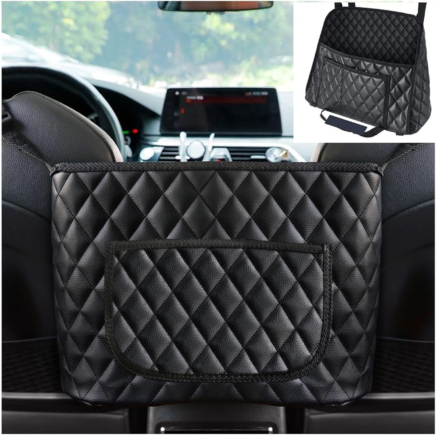 Bark Lover Car Handbag Holder, Seat Back Organizer, Barrier of Backseat Pet Kids, Purse Storage & Pocket, Mesh Large Cap
