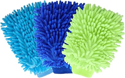 3PK Microfiber Car Wash Mitts Scratch Free Double Sided Cleaning Drying Mitts Wash Gloves for Car Washing Supplies Truck