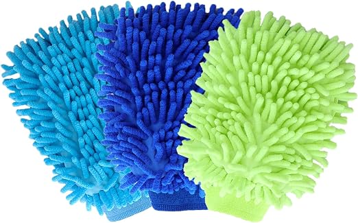 3PK Microfiber Car Wash Mitts Scratch Free Double Sided Cleaning Drying Mitts Wash Gloves for Car Washing Supplies Truck