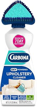 Carbona Oxy Powered Upholstery Cleaner with Brush & Sponge (13.5 Fl Oz), Stain Remover for Couches, Car Seats & Mattress