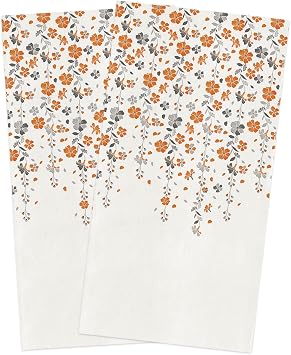 Kitchen Towels Microfiber Cleaning Cloths, Flower Orange Grey Cherry Blossoms White Background Soft Dish Towels for Kitc