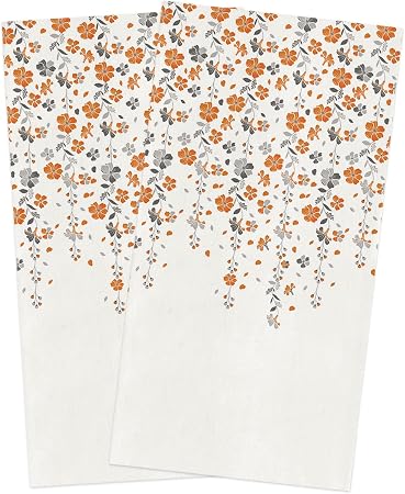 Kitchen Towels Microfiber Cleaning Cloths, Flower Orange Grey Cherry Blossoms White Background Soft Dish Towels for Kitc