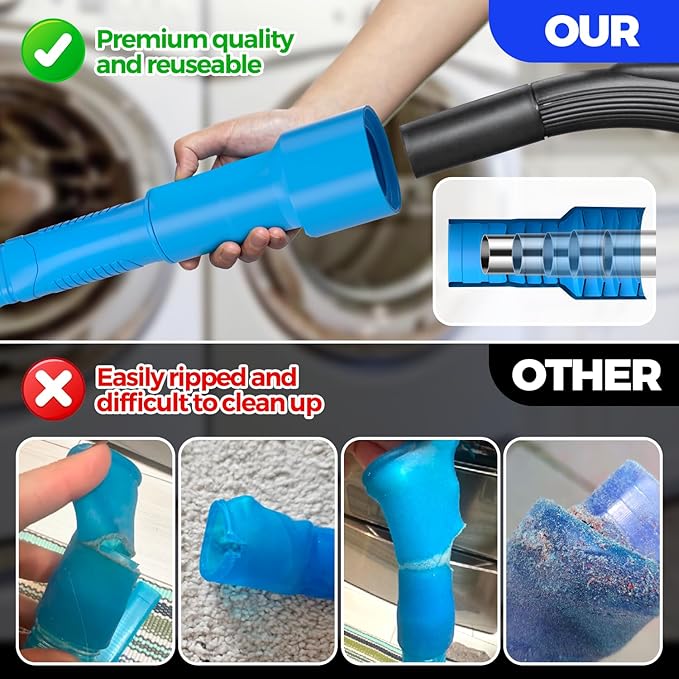 Holikme Dryer Vent Cleaner Kit Dryer Lint Vacuum Attachment Brush, Lint Remover, Dryer Vent Vacuum Hose Replacement Parts,Duct Cleaning,Blue