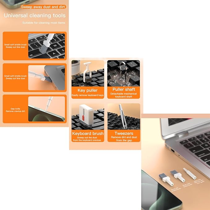 LOKEKE Multifunctional Cleaning Brush Kit, All-in-One Laptop Cleaning Tool, 32-in-1 Portable Electronics Cleaning Brush Tool Kits for Computer Tablet PC Camera Cellphone Earbuds