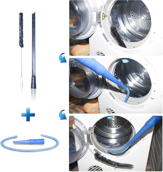 Dryer Vent Cleaner Kit & Refrigerator Condenser Coil Brush-Dryer Lint Brush Vent Trap Cleaner-Vacuum Attachment for Small Crevice-Dryer Cleaner Brush