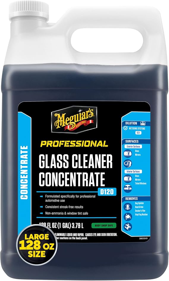 Meguiar’s Professional Glass Cleaner Concentrate, Car Glass Cleaner, Professional-Strength Formula For Streak-Free, Resi