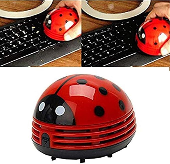 Ladybug Cartoon Mini Vacuum Cleaner Desktop Vacuum Dust Keyboard Sweeper Cordless Portable Corner Cute 2Pcs