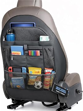 Back Seat organizer for Tesla Model 3 / Model Y (Premium Vegan Leather) Custom fit Car Seat Back Protector with Storage 