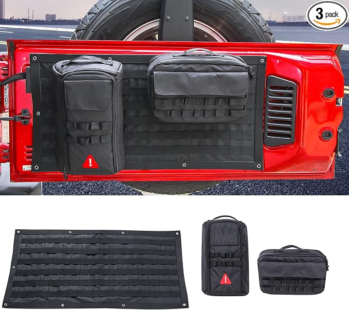 RT-TCZ Tailgate Storage Bag Tool Kit Cargo Organizer Storage Pockets Canvas for Jeep Wrangle TJ JK JKU JL JLU 1997-2022,