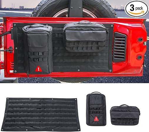 RT-TCZ Tailgate Storage Bag Tool Kit Cargo Organizer Storage Pockets Canvas for Jeep Wrangle TJ JK JKU JL JLU 1997-2022,