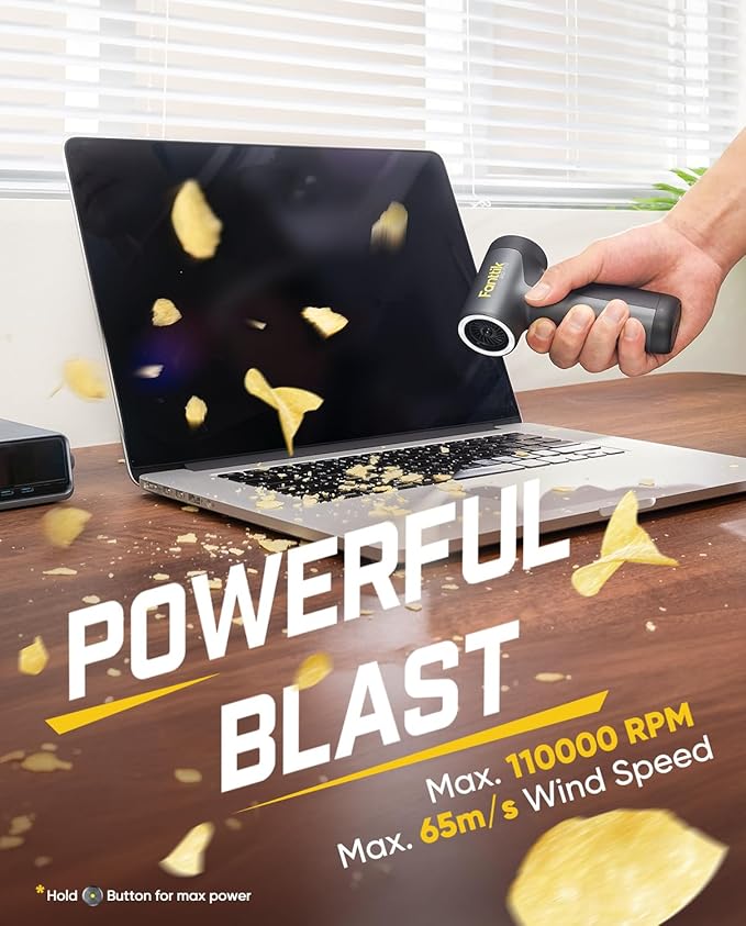 Fanttik B10 Pro Electric Air Duster, 110000RPM Brushless Motor, Compressed Air Duster, Mini Blower with One-tap Booster, 3 Gears Adjustable, Electric Duster for PC, Keyboard, Electronics (Grey)