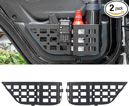 Metal Rear Door Storage Pockets Compatible with 2018-2025 Jeep Wrangler JL JLU JT Side Organizer Storage Box Replace Sag