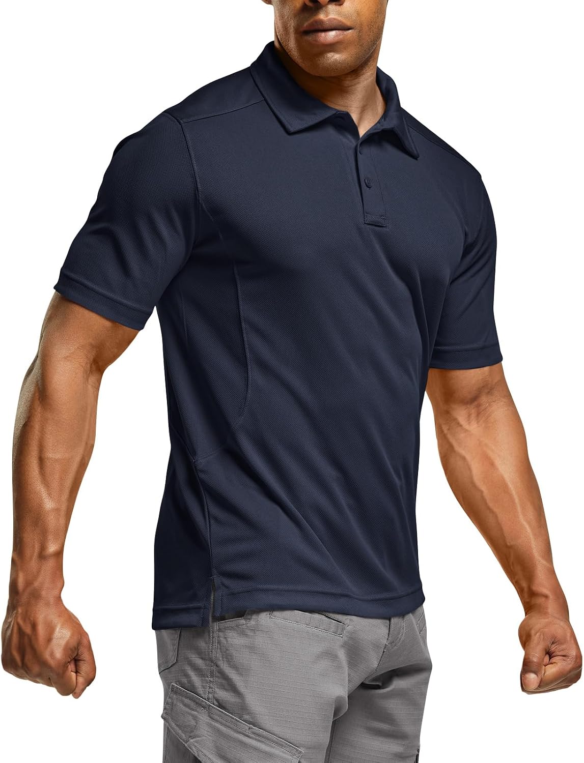 Men's Quick Dry Tactical Polo Shirt, Lightweight Breathable Performance Polo, Short Sleeve UPF 50+ Outdoor Golf Shirt