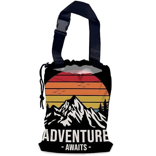 Adventure Mountain Car Trash Bag,Hanging Drawstring Car Garbage Bag,Waterproof Canvas Car Back Seat Organizer with Adjus