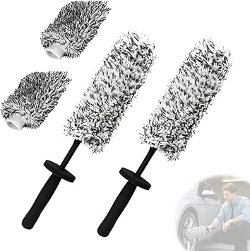 Wheel Barrel Brush, Upgrade Long Handle Microfiber Wheel Brush Car Duster Exterior,Car Duster Interior Multipurpose Clea