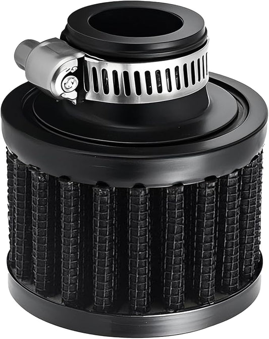 18mm Cold Air Intake Filter, Automotive Cold Air Breather Filter with Adjustable Clamp, Car Valve CoverTurbo Vent Cleaner Accessory, Fits for Car Motorcycle (Black)