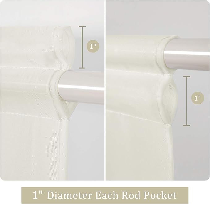 MIULEE Sidelight French Door Curtains Set of 2, Light Filtering Window Treatment for Narrow Glass Door 25 x 72 Inches with Tieback, Ivory