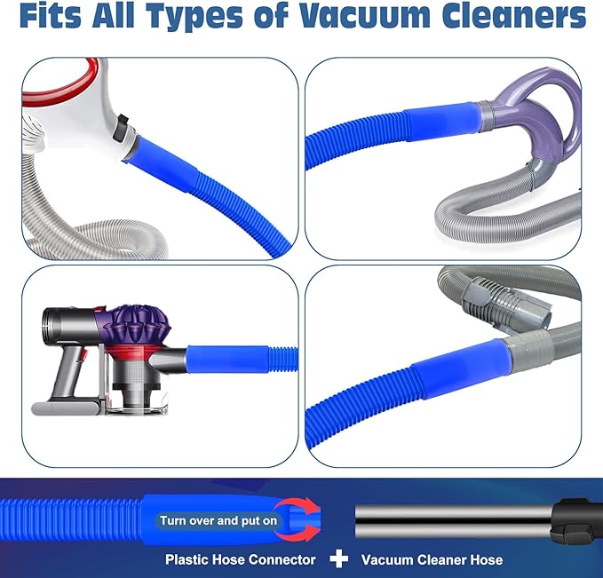 PetOde 2 Pieces Dryer Vent Cleaner Kit Compatible with Most Vacuum Cleaner, Dryer Lint Brush and Vacuum Hose Attachment, Quickly Lint Remover, Deep Blue