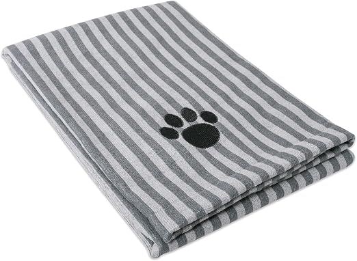 Bone Dry Pet Grooming Towel Collection Absorbent Microfiber X-Large, 41x23.5", Striped Gray