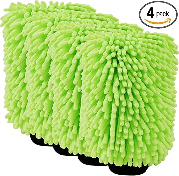 4Pack Large Microfiber Car Wash Mitts, Ultra Absorbent & Lint-Free Wash Mitts for Car Washing, SUVs, Motorcycles & House