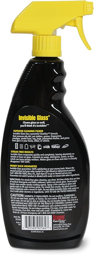 Invisible Glass 92164-6PK Premium Glass Cleaner Spray for Car Windshields and Windows, Automotive and Home Window Cleaner, Streak-Free, Ammonia-Free, Tint-Safe – 22 fl oz (Pack of 6)