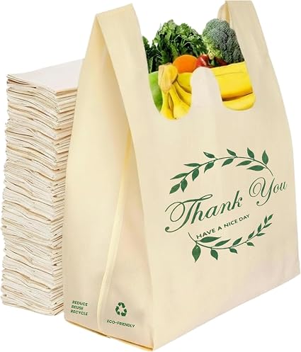Simply Cool 300 Pack Reusable Thank You Grocery Bags T-Shirt Tote Bags Bulk