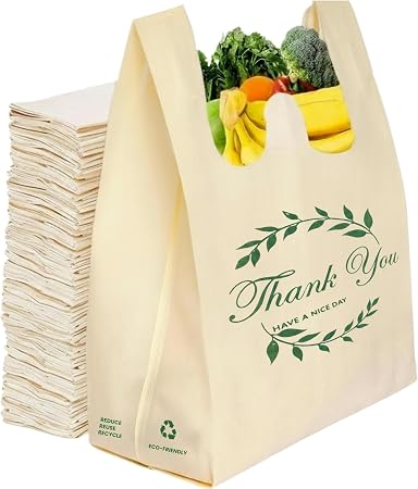 Simply Cool 300 Pack Reusable Thank You Grocery Bags T-Shirt Tote Bags Bulk