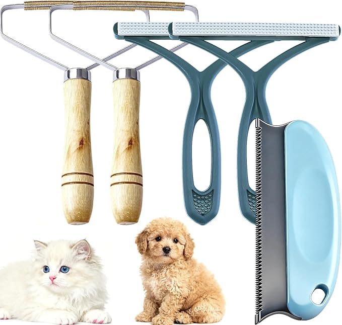5-Pack Pet Hair Removal Tool, Dog Cat Hair Remover, Fur Remover Tool Cleaner Pro Portable Carpet Scraper for Pet Carpet Clothes Car Floor Mat Sofa Bed Furniture