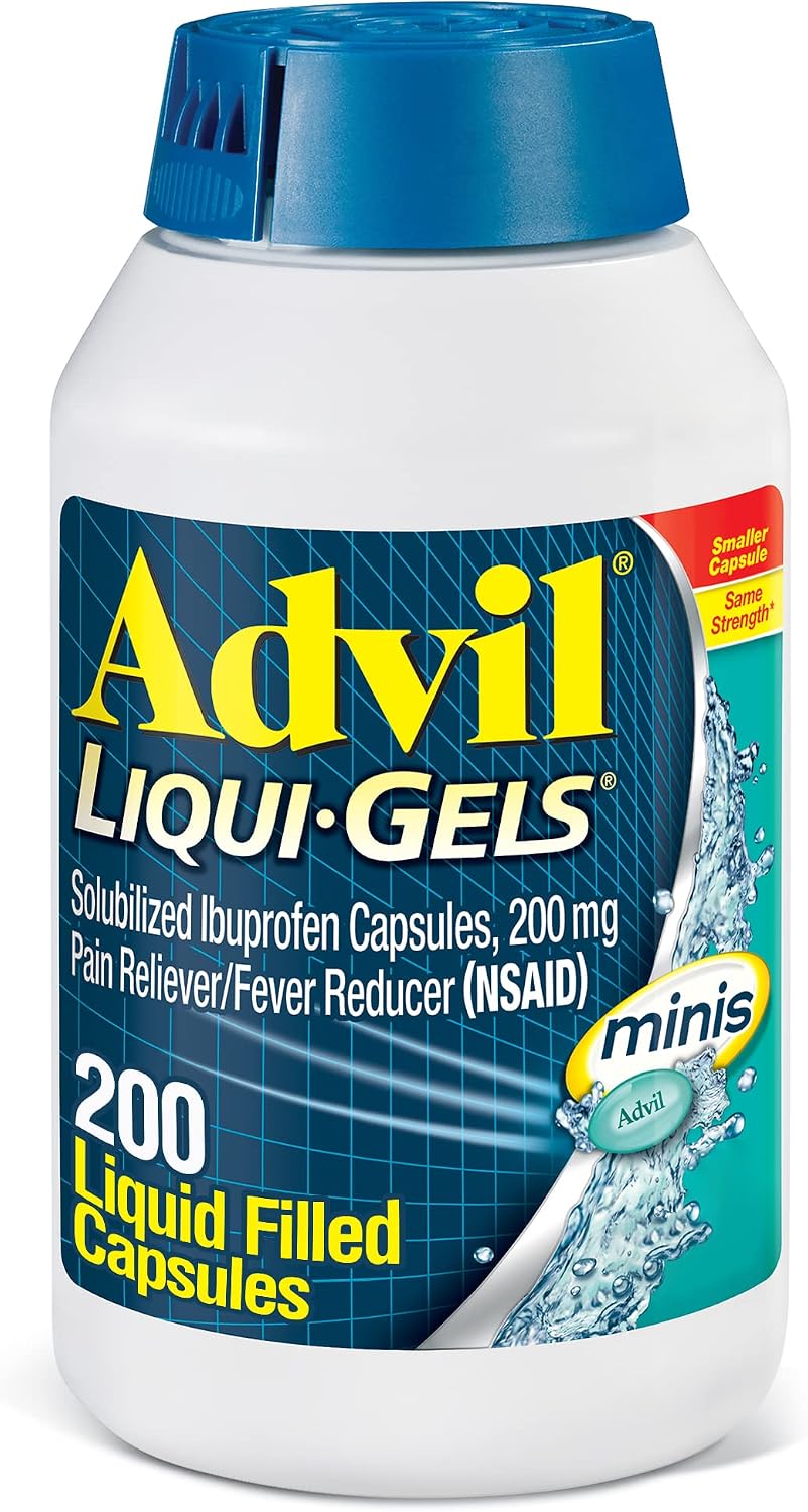 HALEON Liqui-Gels minis Pain Reliever and Fever Reducer, Pain Medicine for Adults with Ibuprofen 200mg for Pain Relief - 200 Liquid Filled Capsules