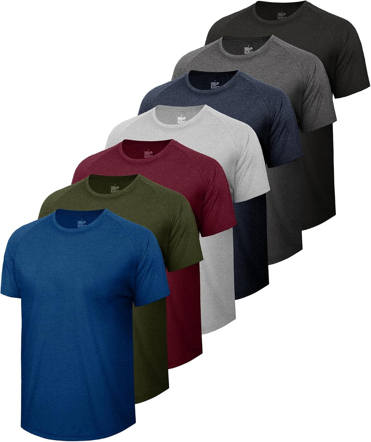 7 Pack Workout Shirts for Men Gym Athletic Short Sleeve Quick Dry T-Shirts