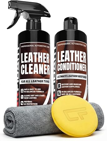 Car Leather Cleaner and Conditioner - pH Neutral, Non-Toxic & Non-Greasy - Gently Cleans, Restores and Protects Leather 