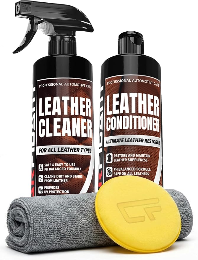 Car Leather Cleaner and Conditioner - pH Neutral, Non-Toxic & Non-Greasy - Gently Cleans, Restores and Protects Leather 