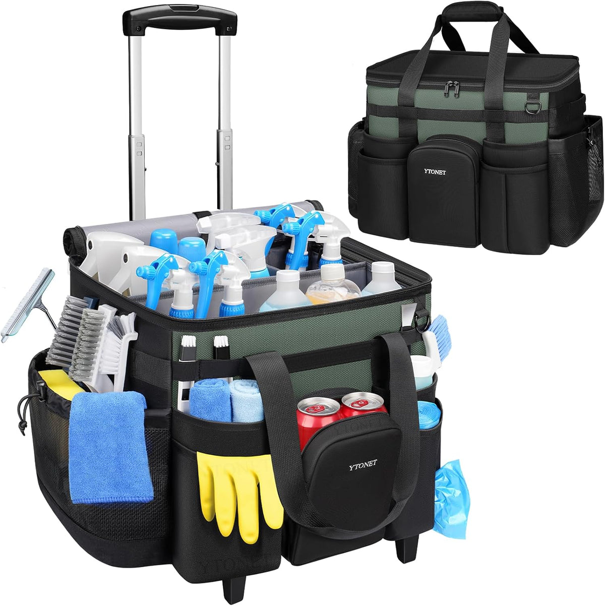 Cleaning Caddy with Wheels, Extra Large Rolling Cleaning Caddy Bag